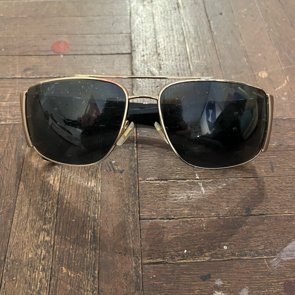 VERSACE Scuffed Gold and Black Sunglasses